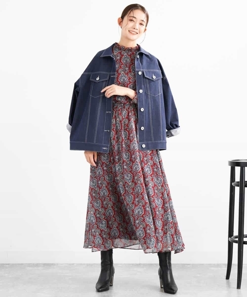 MK MICHEL KLEIN（エムケーミッシェルクラン）の「ビッグシルエット デニムライクジャケット/洗える（デニムジャケット・レディース・ネイビー/グレー・38）」の17枚目の写真