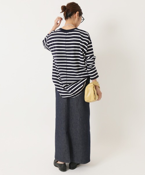 IENA(イエナ)の「ラウンドテール ロングプルオーバー◆(Tシャツ/カットソー・レディース・ネイビー/ホワイト系その他/ブルー系その他/ホワイト/チャコールグレー・FREE)」の22枚目の写真