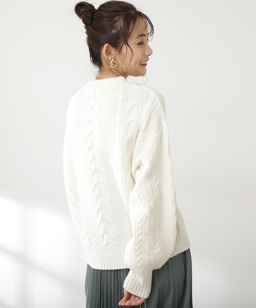 N.（N. Natural Beauty Basic）（エヌエヌナチュラルビューティーベーシック）の「◆ハミルトンナイロンニット（ニット/セーター・レディース・ネイビー/オフホワイト/ベージュ・MEDIUM）」の5枚目の写真