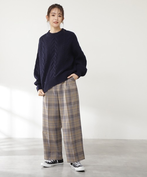 N.（N. Natural Beauty Basic）（エヌエヌナチュラルビューティーベーシック）の「◆ハミルトンナイロンニット（ニット/セーター・レディース・ネイビー/オフホワイト/ベージュ・MEDIUM）」の8枚目の写真