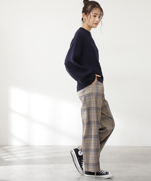 N.（N. Natural Beauty Basic）（エヌエヌナチュラルビューティーベーシック）の「◆ハミルトンナイロンニット（ニット/セーター・レディース・ネイビー/オフホワイト/ベージュ・MEDIUM）」の6枚目の写真