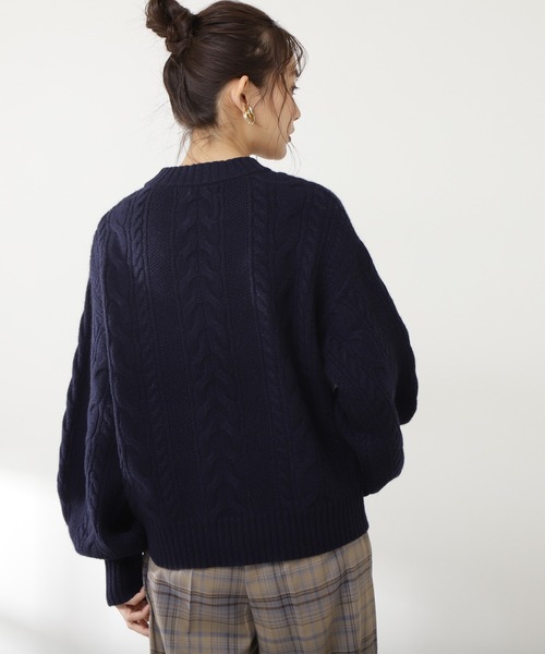 N.（N. Natural Beauty Basic）（エヌエヌナチュラルビューティーベーシック）の「◆ハミルトンナイロンニット（ニット/セーター・レディース・ネイビー/オフホワイト/ベージュ・MEDIUM）」の7枚目の写真