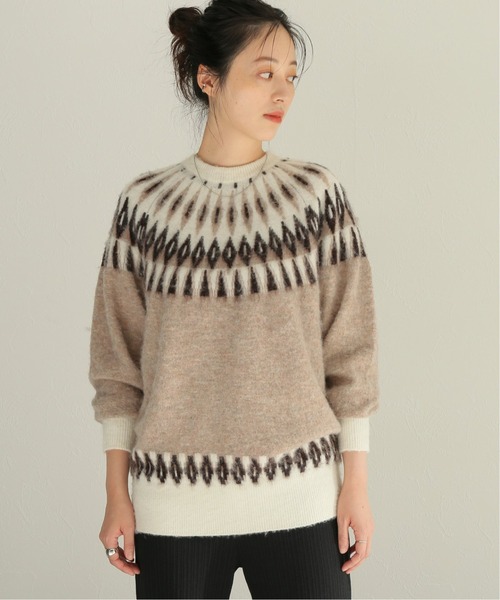 journal standard L'essage(ジャーナルスタンダードレサージュ)の「フェアアイルジャガードプルオーバー◆(ニット/セーター・レディース・ベージュ/グリーン・FREE)」の1枚目の写真