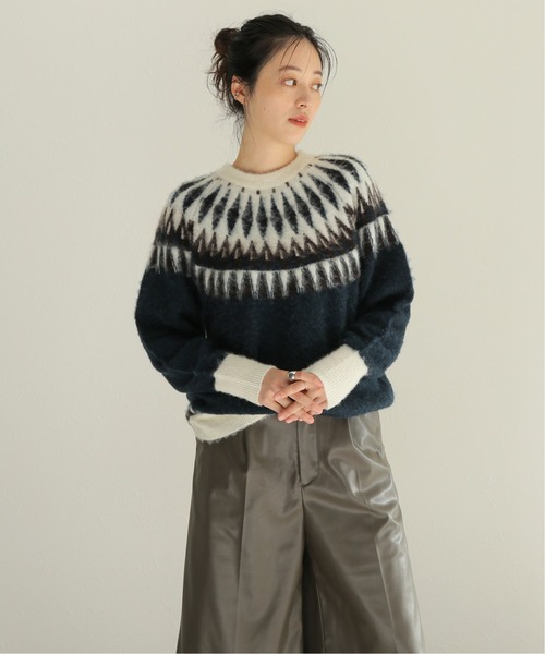 journal standard L'essage(ジャーナルスタンダードレサージュ)の「フェアアイルジャガードプルオーバー◆(ニット/セーター・レディース・ベージュ/グリーン・FREE)」の5枚目の写真