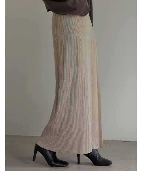 Re:EDIT（リエディ）の「リブニットラップスカート（スカート・レディース・ブラック/ベージュ/ブラウン/アイボリー/マスタード・MEDIUM/LARGE/SHORT）」の4枚目の写真
