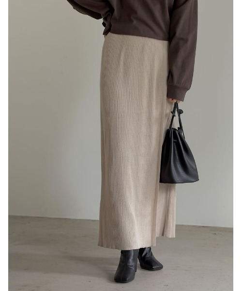 Re:EDIT（リエディ）の「リブニットラップスカート（スカート・レディース・ブラック/ベージュ/ブラウン/アイボリー/マスタード・MEDIUM/LARGE/SHORT）」の22枚目の写真