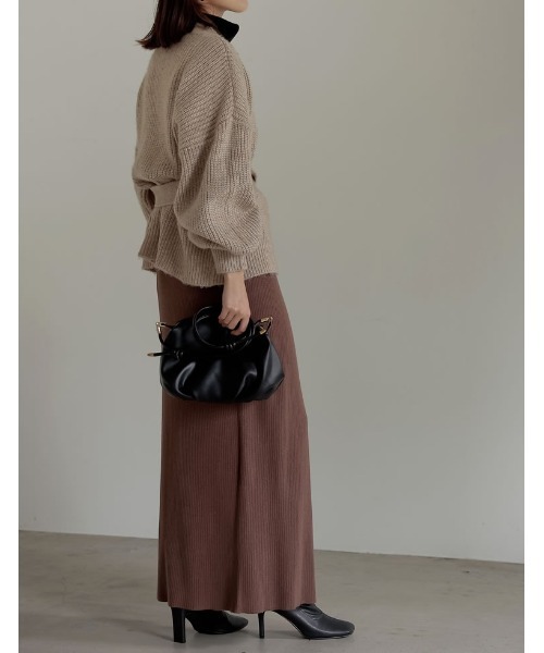 Re:EDIT（リエディ）の「リブニットラップスカート（スカート・レディース・ブラック/ベージュ/ブラウン/アイボリー/マスタード・MEDIUM/LARGE/SHORT）」の20枚目の写真