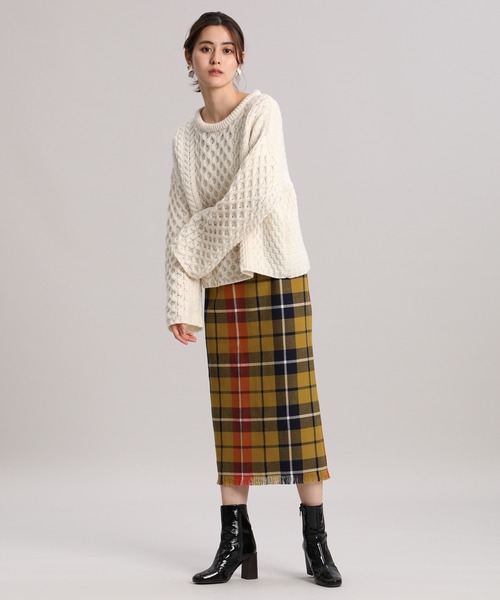 INED（イネド）の「フリンジチェックスカート（スカート）」 - WEAR