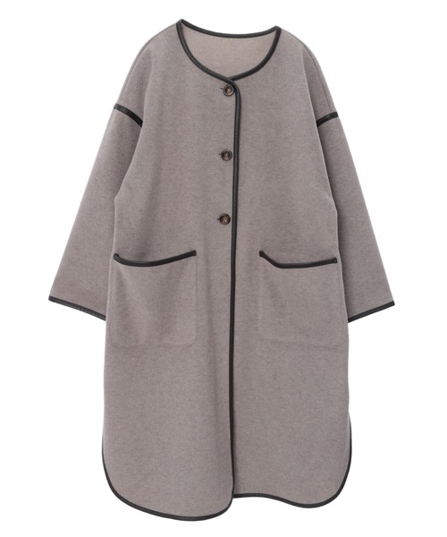 fifth（フィフス）の「ノーカラーパイピングロングコート（ノーカラージャケット・レディース・モカ/ベージュ・SMALL/MEDIUM）」の5枚目の写真