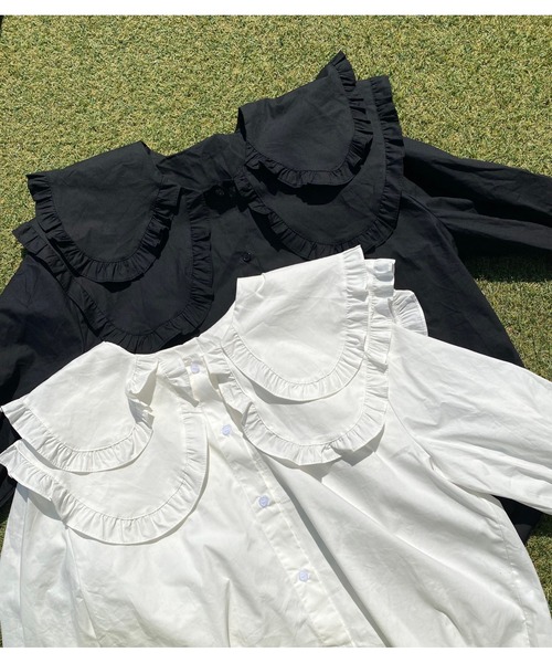 WC（ダブル シー）の「ダブルフリルブラウス（シャツ/ブラウス・レディース・ホワイト/ブラック・FREE）」の7枚目の写真