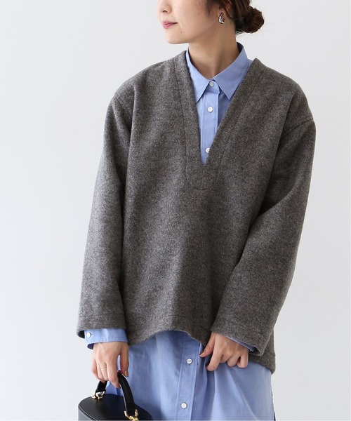 SLOBE IENA（スローブイエナ）の「ニードルカットニュアンスネックプルオーバー【手洗い可能】◆（Tシャツ/カットソー・レディース・グレー系その他/ベージュ・FREE）」の7枚目の写真