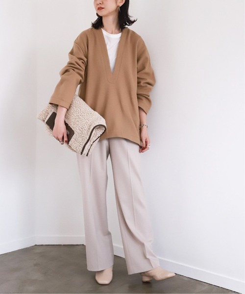 SLOBE IENA（スローブイエナ）の「ニードルカットニュアンスネックプルオーバー【手洗い可能】◆（Tシャツ/カットソー・レディース・グレー系その他/ベージュ・FREE）」の12枚目の写真