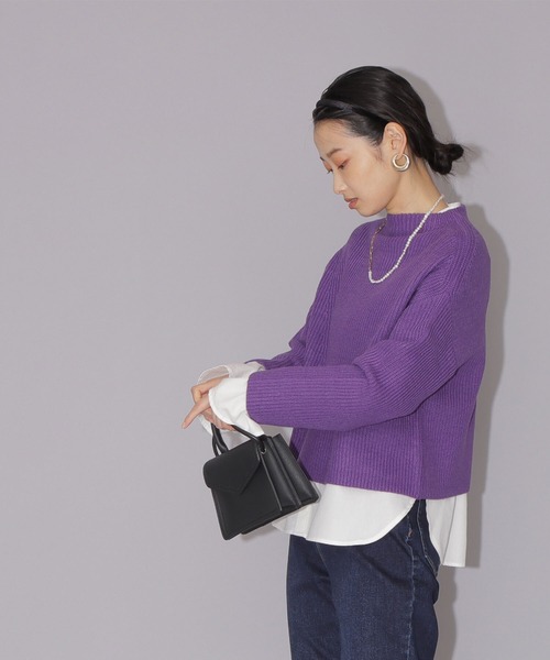 NATURAL BEAUTY BASIC(ナチュラルビューティーベーシック)の「寄せ柄フォルムニット(ニット/セーター・レディース・ベージュ/ラベンダー/ライトグリーン・MEDIUM)」の3枚目の写真
