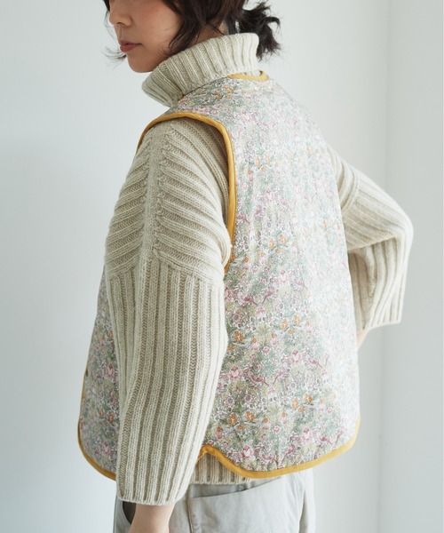 note et silence （ノートエシロンス）の「【 AMB100貨 】80サテンｘリバティ ショートベスト（ベスト・レディース・マスタード/ネイビー・FREE）」の20枚目の写真