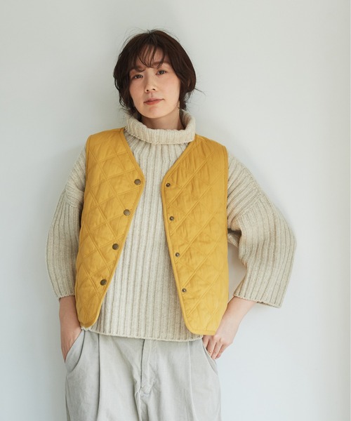 note et silence （ノートエシロンス）の「【 AMB100貨 】80サテンｘリバティ ショートベスト（ベスト・レディース・マスタード/ネイビー・FREE）」の7枚目の写真