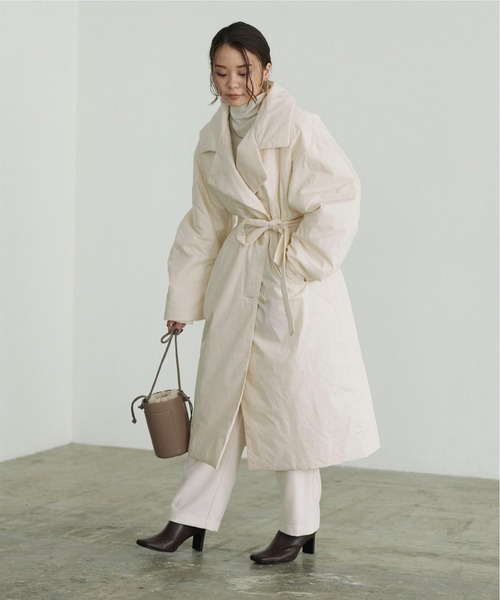 titivate（ティティベイト）の「ﾊﾟﾃﾞｯﾄ中綿ｺｰﾄ（その他アウター・レディース・ブラウン/アイボリー/ベージュ・M/L/S）」の4枚目の写真