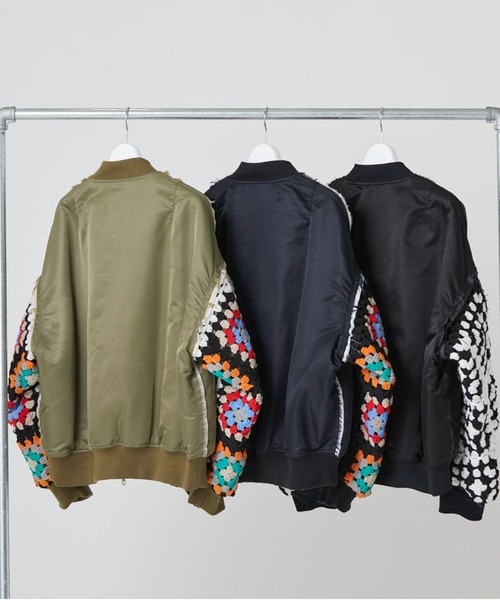 美品 DISCOVERED CROCHET SLEEVE MA-1 サイズ1 DISCOVERED ma1 ma-1 CROCHET SLEEVE MA-1 メンズ レディース