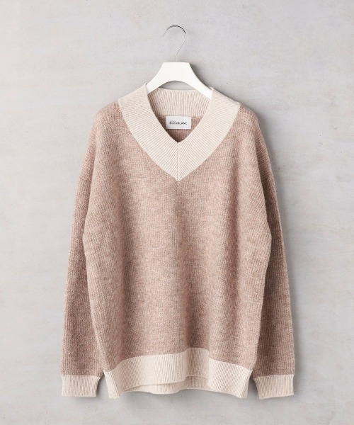 lautreamont BLEUBLANC（ロートレアモンブルーブラン）の「<lautreamont BLEUBLANC>配色Vネックニット（ニット/セーター・レディース・ベージュ/オレンジ/ブルー/ブラック系その他・9号）」の3枚目の写真