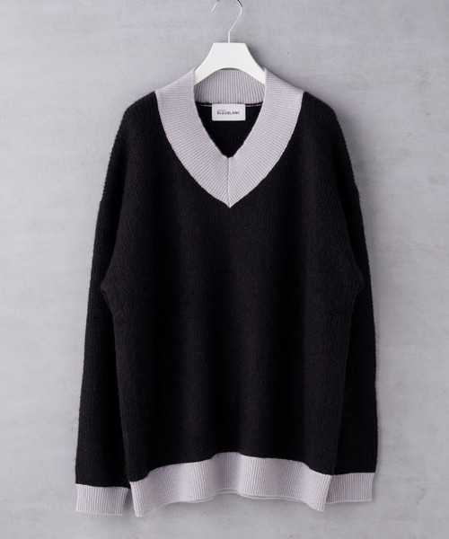 lautreamont BLEUBLANC（ロートレアモンブルーブラン）の「<lautreamont BLEUBLANC>配色Vネックニット（ニット/セーター・レディース・ベージュ/オレンジ/ブルー/ブラック系その他・9号）」の2枚目の写真
