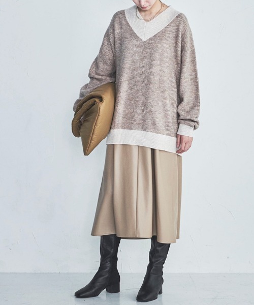 lautreamont BLEUBLANC（ロートレアモンブルーブラン）の「<lautreamont BLEUBLANC>配色Vネックニット（ニット/セーター・レディース・ベージュ/オレンジ/ブルー/ブラック系その他・9号）」の7枚目の写真