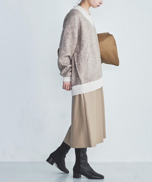 lautreamont BLEUBLANC（ロートレアモンブルーブラン）の「<lautreamont BLEUBLANC>配色Vネックニット（ニット/セーター・レディース・ベージュ/オレンジ/ブルー/ブラック系その他・9号）」の9枚目の写真