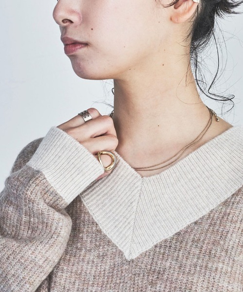 lautreamont BLEUBLANC（ロートレアモンブルーブラン）の「<lautreamont BLEUBLANC>配色Vネックニット（ニット/セーター・レディース・ベージュ/オレンジ/ブルー/ブラック系その他・9号）」の11枚目の写真