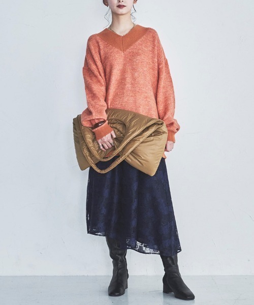 lautreamont BLEUBLANC（ロートレアモンブルーブラン）の「<lautreamont BLEUBLANC>配色Vネックニット（ニット/セーター・レディース・ベージュ/オレンジ/ブルー/ブラック系その他・9号）」の19枚目の写真