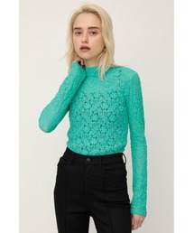 STAND NECK LACE TOPS スタンドネックレース トップス