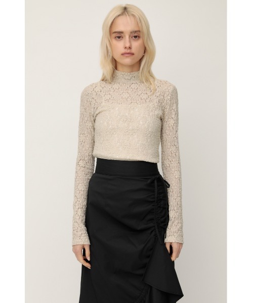 SLY(スライ)の「STAND NECK LACE TOPS スタンドネックレース トップス(Tシャツ/カットソー・レディース・ミント/アイボリー・FREE)」の3枚目の写真