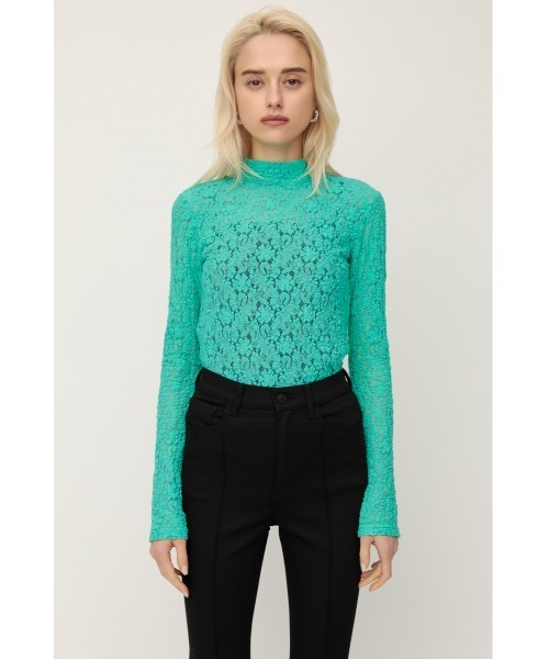 SLY(スライ)の「STAND NECK LACE TOPS スタンドネックレース トップス(Tシャツ/カットソー・レディース・ミント/アイボリー・FREE)」の8枚目の写真