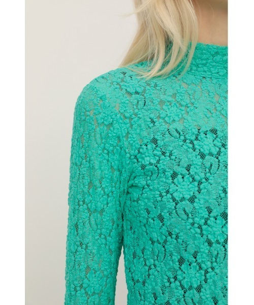 SLY(スライ)の「STAND NECK LACE TOPS スタンドネックレース トップス(Tシャツ/カットソー・レディース・ミント/アイボリー・FREE)」の14枚目の写真