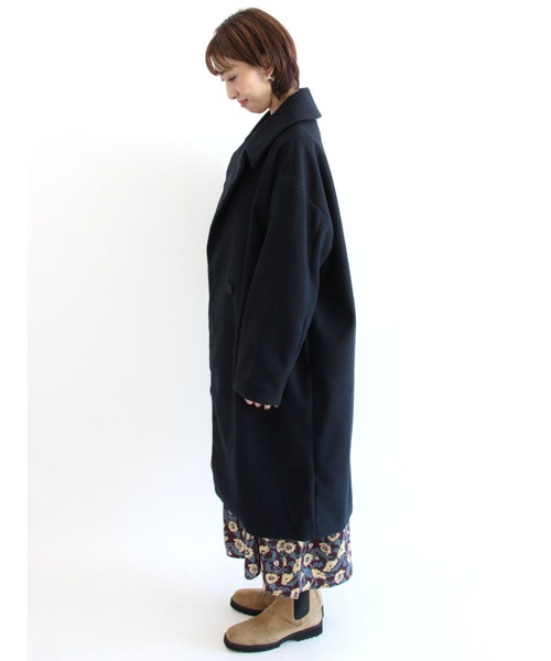 Lugnoncure（ルノンキュール）の「フェイクウールロングコート（その他アウター・レディース・ネイビー/ブルー/モカ・ﾌﾘ-）」の11枚目の写真