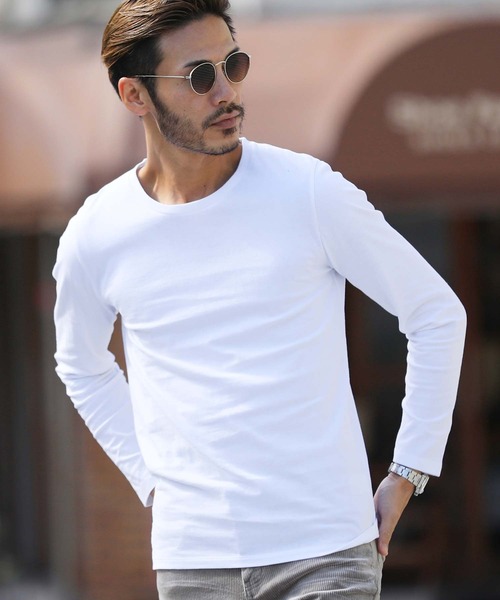 roshell（ロシェル）の「綿100% 吸湿発熱加工 クルーネックロンT ヒート インナー カットソー（Tシャツ/カットソー・メンズ・ホワイト/ブラック/グレイッシュベージュ・MEDIUM/LARGE/X-LARGE）」の2枚目の写真