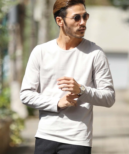 roshell（ロシェル）の「綿100% 吸湿発熱加工 クルーネックロンT ヒート インナー カットソー（Tシャツ/カットソー・メンズ・ホワイト/ブラック/グレイッシュベージュ・MEDIUM/LARGE/X-LARGE）」の3枚目の写真