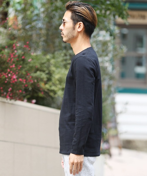 roshell（ロシェル）の「綿100% 吸湿発熱加工 クルーネックロンT ヒート インナー カットソー（Tシャツ/カットソー・メンズ・ホワイト/ブラック/グレイッシュベージュ・MEDIUM/LARGE/X-LARGE）」の12枚目の写真