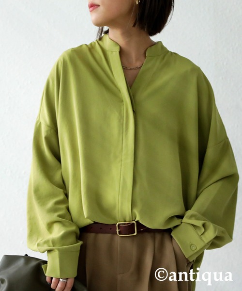 antiqua(アンティカ)の「スキッパーシャツ(シャツ/ブラウス・レディース・ブラック/イエロー/ホワイト系その他/グリーン系その他・FREE)」の3枚目の写真