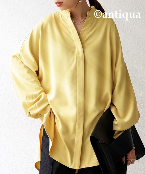 antiqua(アンティカ)の「スキッパーシャツ(シャツ/ブラウス・レディース・ブラック/イエロー/ホワイト系その他/グリーン系その他・FREE)」の4枚目の写真