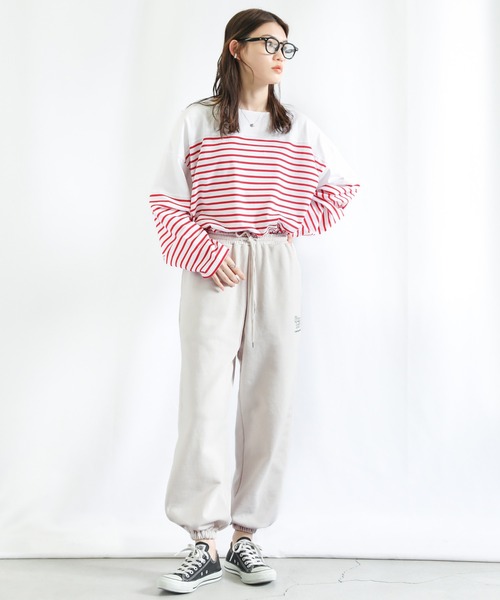 select MOCA(セレクトモカ)の「2022 SS ロゴデザインスウェットジョガーパンツ(スウェットパンツ・レディース・ライトグレー/オリーブ/アイボリー・FREE)」の5枚目の写真