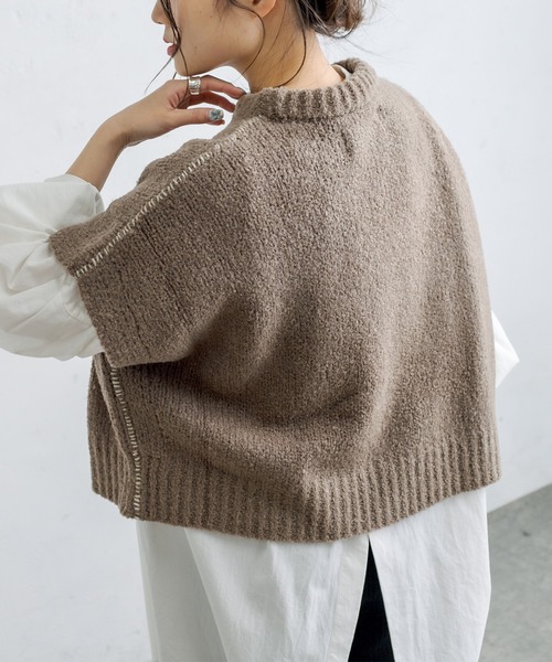 PUAL CE CIN（ピュアルセシン）の「ブランケット刺繍ニットベスト（ベスト・レディース・ベージュ/グレー・FREE）」の14枚目の写真
