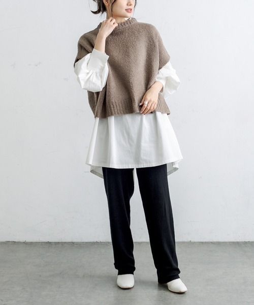 PUAL CE CIN（ピュアルセシン）の「ブランケット刺繍ニットベスト（ベスト・レディース・ベージュ/グレー・FREE）」の18枚目の写真