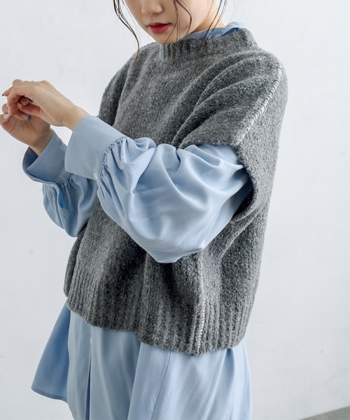 PUAL CE CIN（ピュアルセシン）の「ブランケット刺繍ニットベスト（ベスト・レディース・ベージュ/グレー・FREE）」の17枚目の写真
