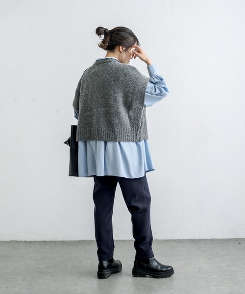 PUAL CE CIN（ピュアルセシン）の「ブランケット刺繍ニットベスト（ベスト・レディース・ベージュ/グレー・FREE）」の22枚目の写真