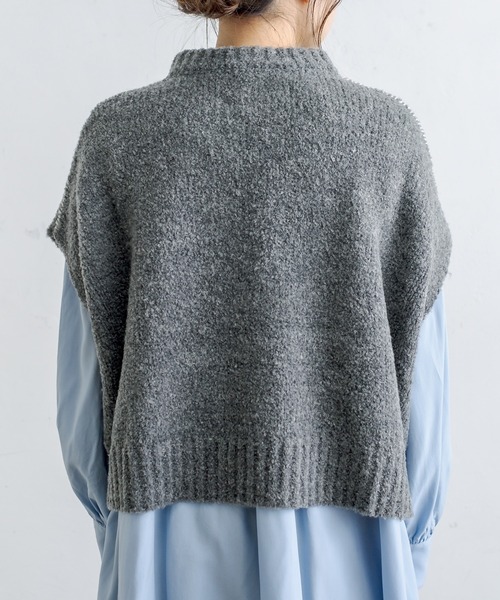 PUAL CE CIN（ピュアルセシン）の「ブランケット刺繍ニットベスト（ベスト・レディース・ベージュ/グレー・FREE）」の7枚目の写真