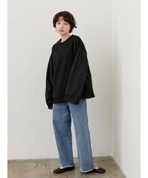 AMERICAN HOLIC | 異素材切り替えドロストポンチプルオーバー(Tシャツ/カットソー)