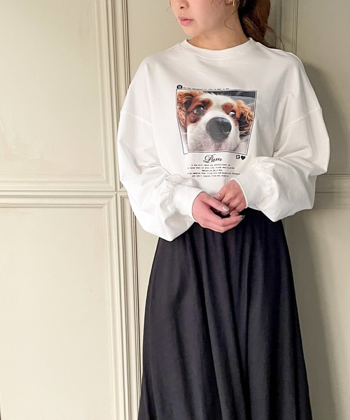 junoah(ジュノア)の「キャバリアプリントトレーナー(犬スウェット)(スウェット・レディース・ブラック/モカ/ホワイト・LARGE/MEDIUM)」の4枚目の写真