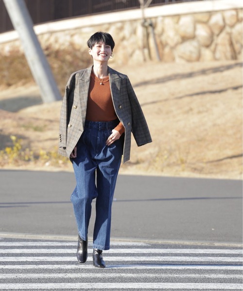 FARAH（ファーラー）の「【FARAH/ファーラー】Two-tuck Wide Tapererd Pants:パンツ（デニムパンツ・レディース・ネイビー/アイボリー・26/28）」の10枚目の写真