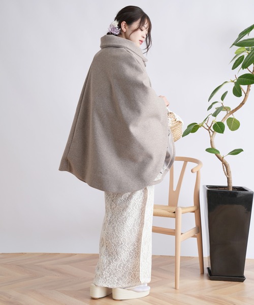 utatane（ウタタネ）の「和装コート ポンチョ ニコアンティーク（ポンチョ・レディース・ブラウン・FREE）」の5枚目の写真