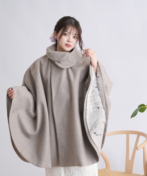 utatane（ウタタネ）の「和装コート ポンチョ ニコアンティーク（ポンチョ・レディース・ブラウン・FREE）」の9枚目の写真