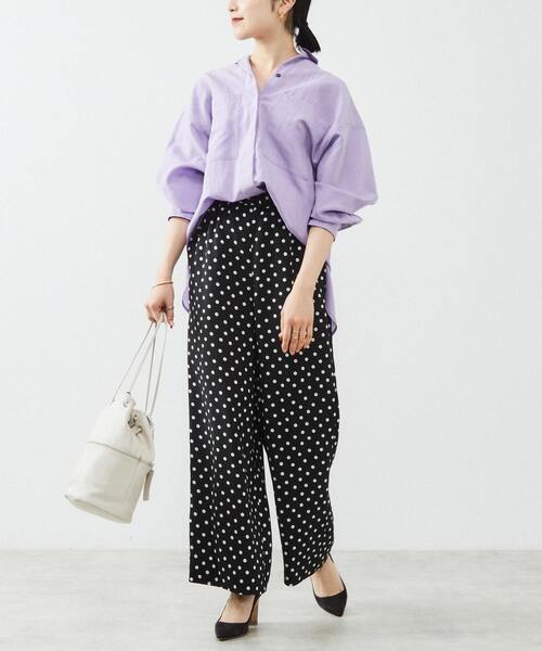 Liesse(リエス)の「フィブリルポプリンゆるシャツ(シャツ/ブラウス・レディース・アイボリー/パープル/イエロー・FREE)」の2枚目の写真