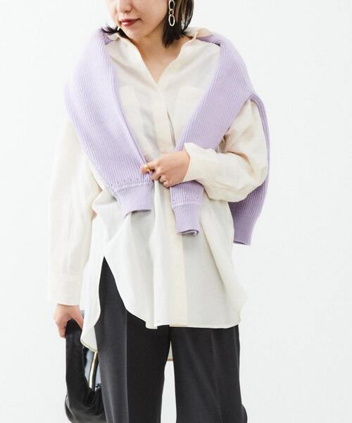 Liesse(リエス)の「フィブリルポプリンゆるシャツ(シャツ/ブラウス・レディース・アイボリー/パープル/イエロー・FREE)」の14枚目の写真